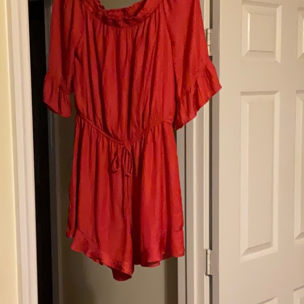Skies Are Blue Red Flutter Sleeve Jumpsuit